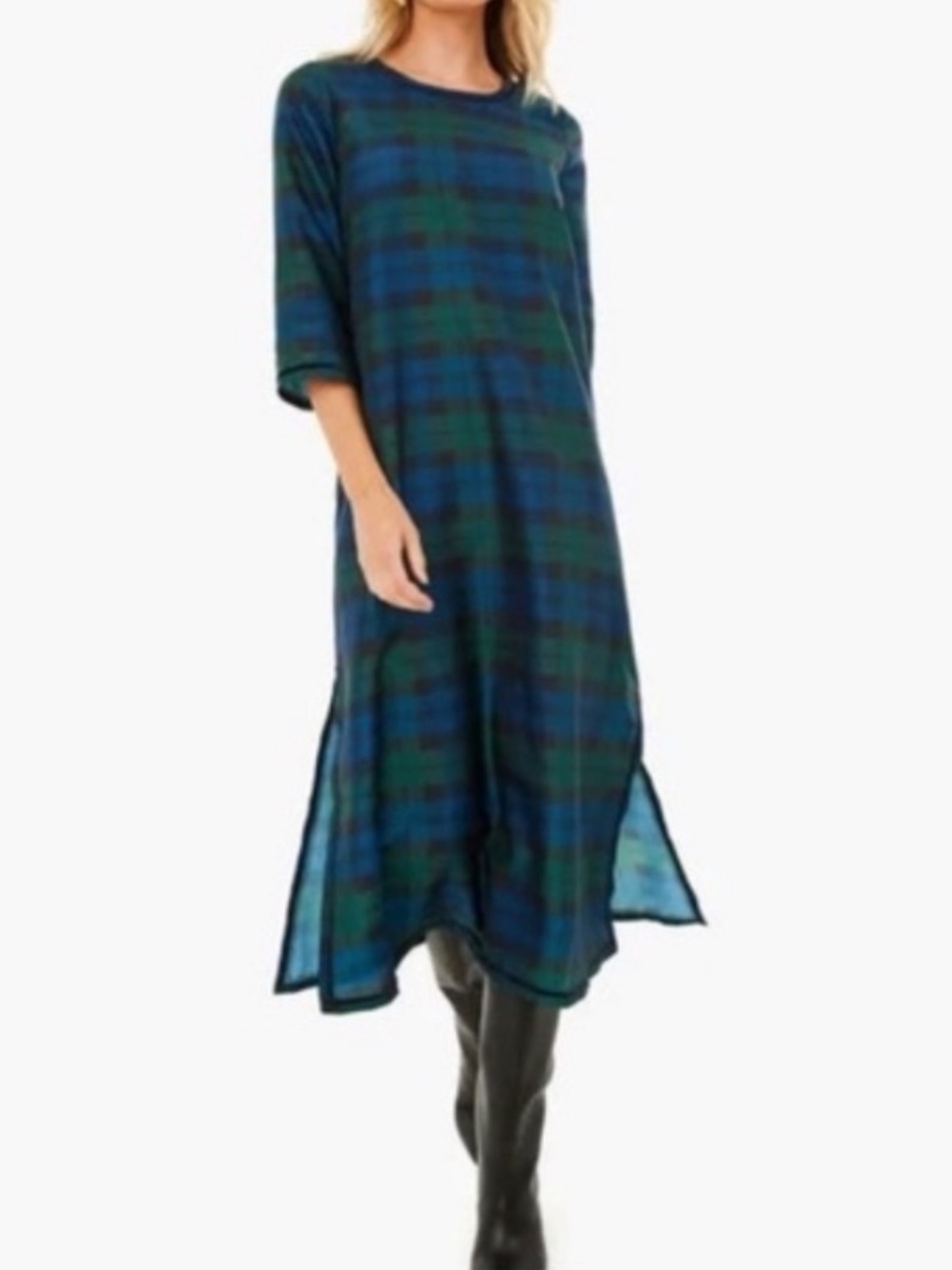 Tuckernuck Jamie blackwatch velvet trim tartan plaid long dress sz m